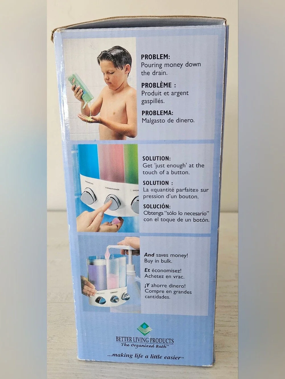 The Dispenser Shower Corner  Trio Body Wash Shampoo Conditioner Lotion NIB